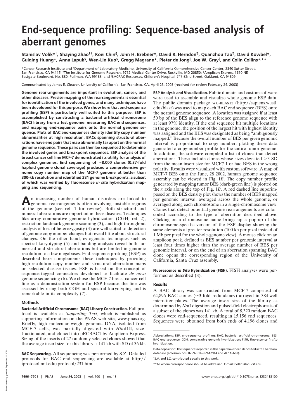 Sequence-Based Analysis of Aberrant Genomes