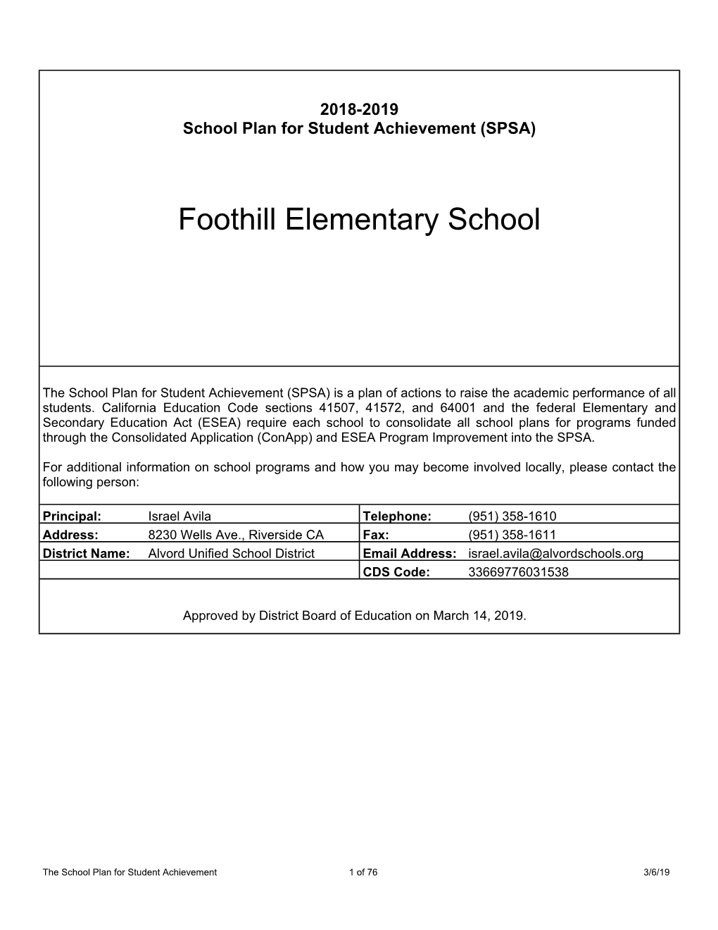 Foothill Elementary School