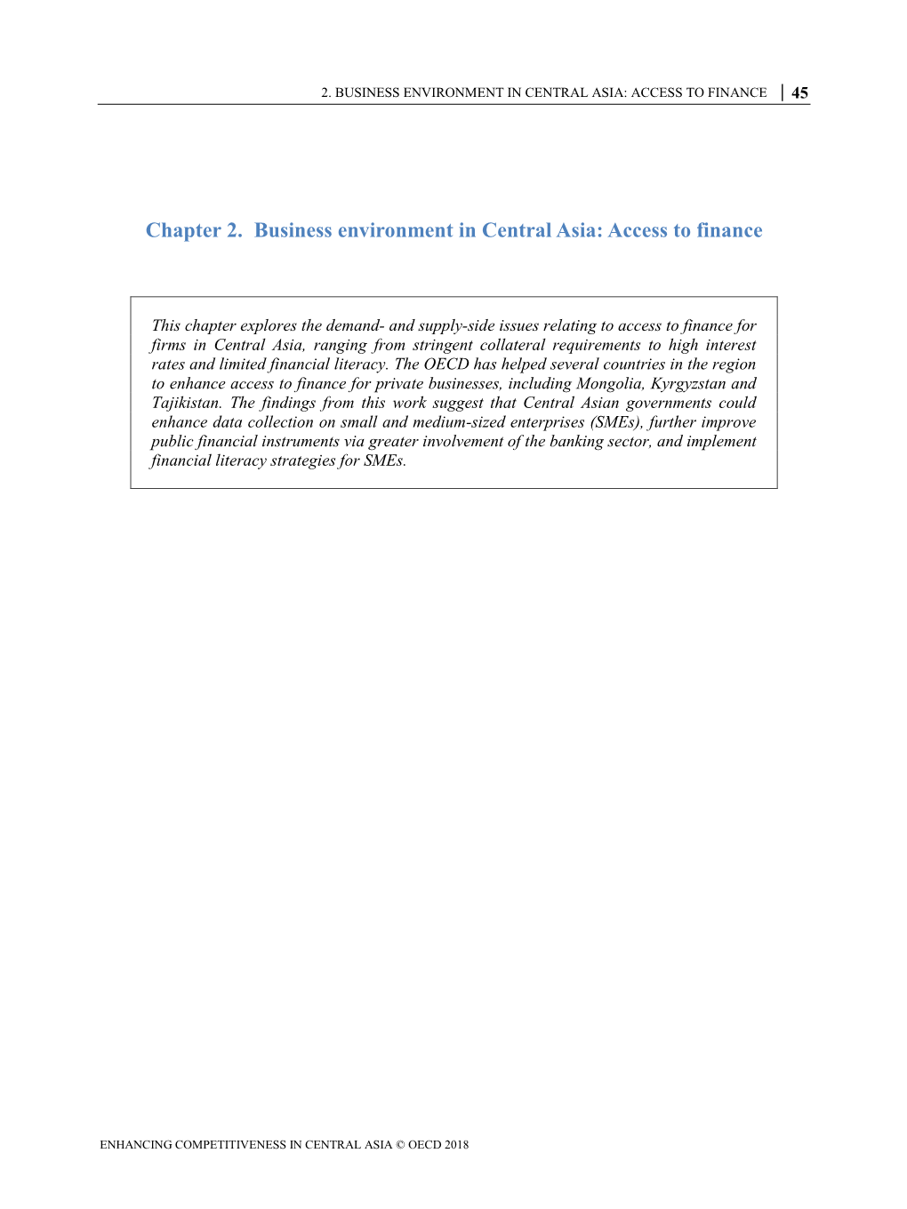 Chapter 2. Business Environment in Central Asia: Access to Finance