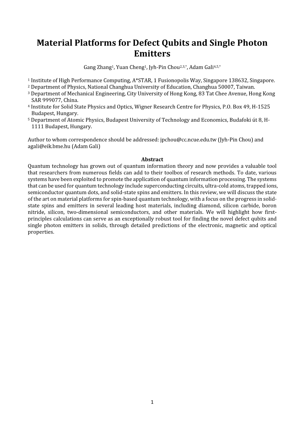 Material Platforms for Defect Qubits and Single Photon Emitters