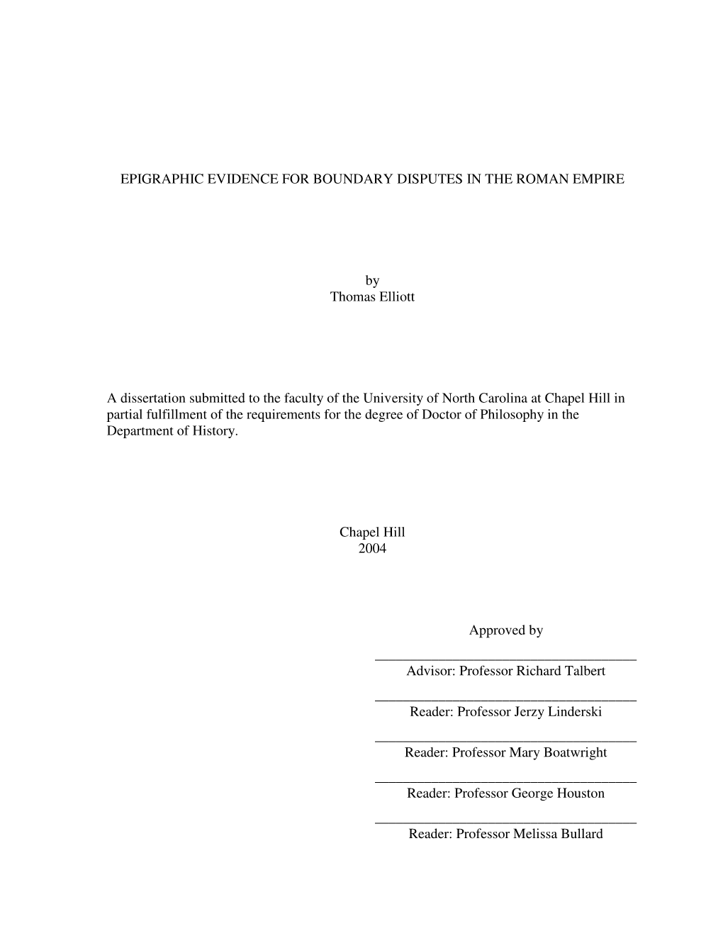 Epigraphic Evidence for Boundary Disputes in the Roman Empire