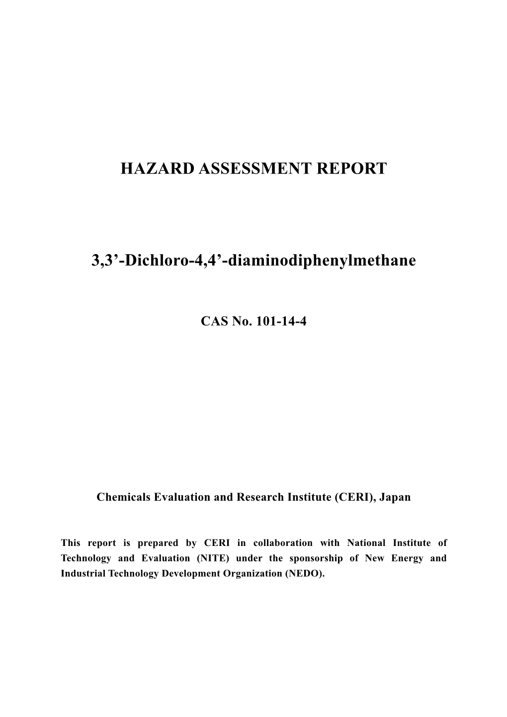 HAZARD ASSESSMENT REPORT 3,3'-Dichloro-4,4