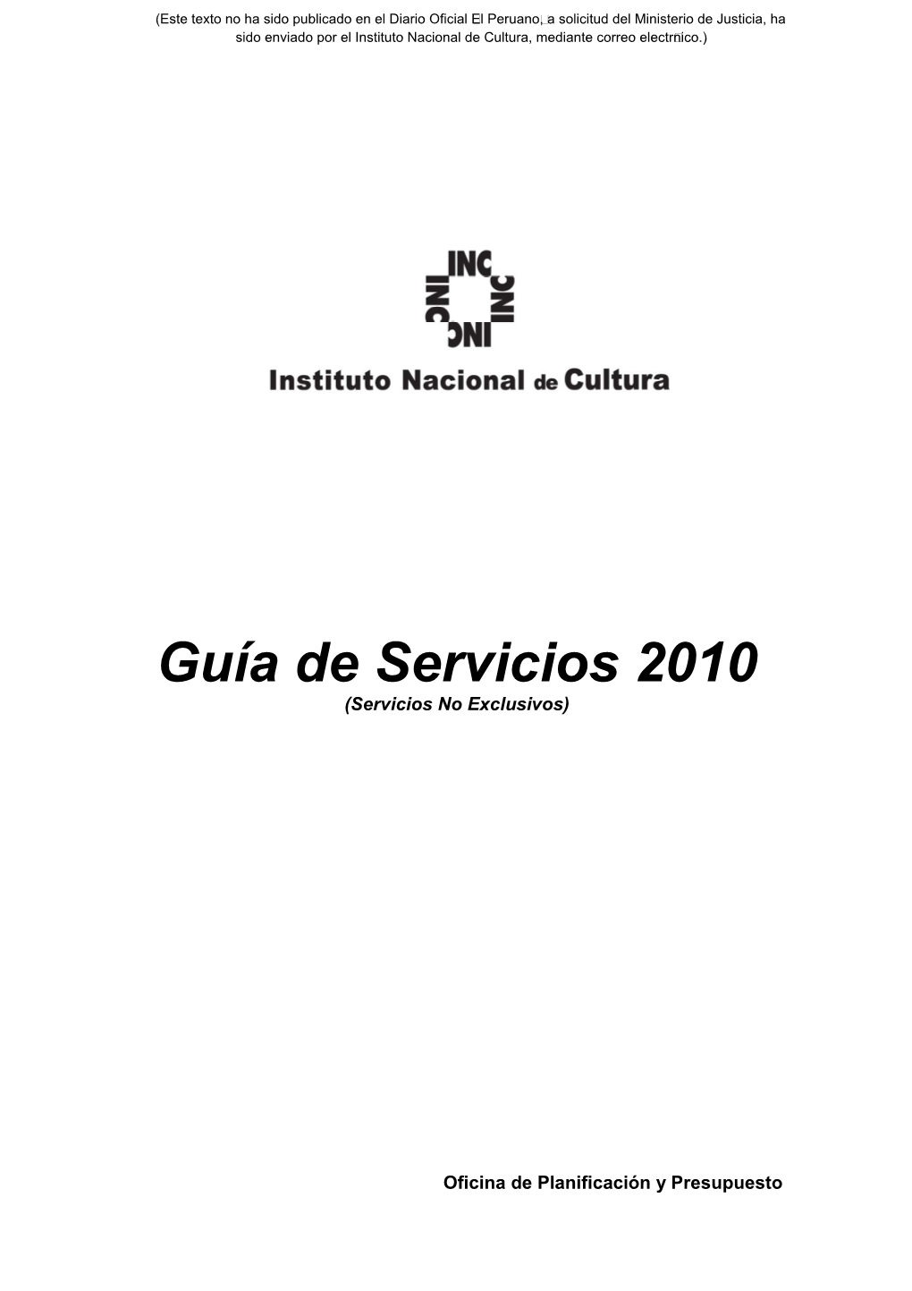 Caratula Guía De Servicios 2010