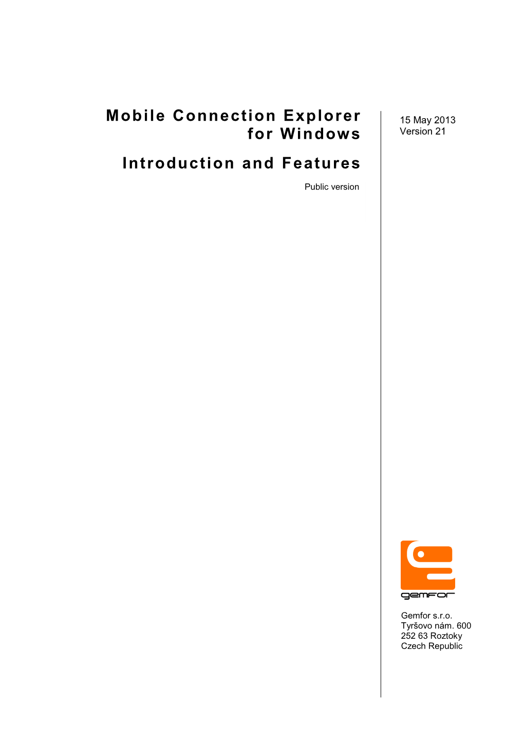 Mobile Connection Explorer for Windows Introduction and Features