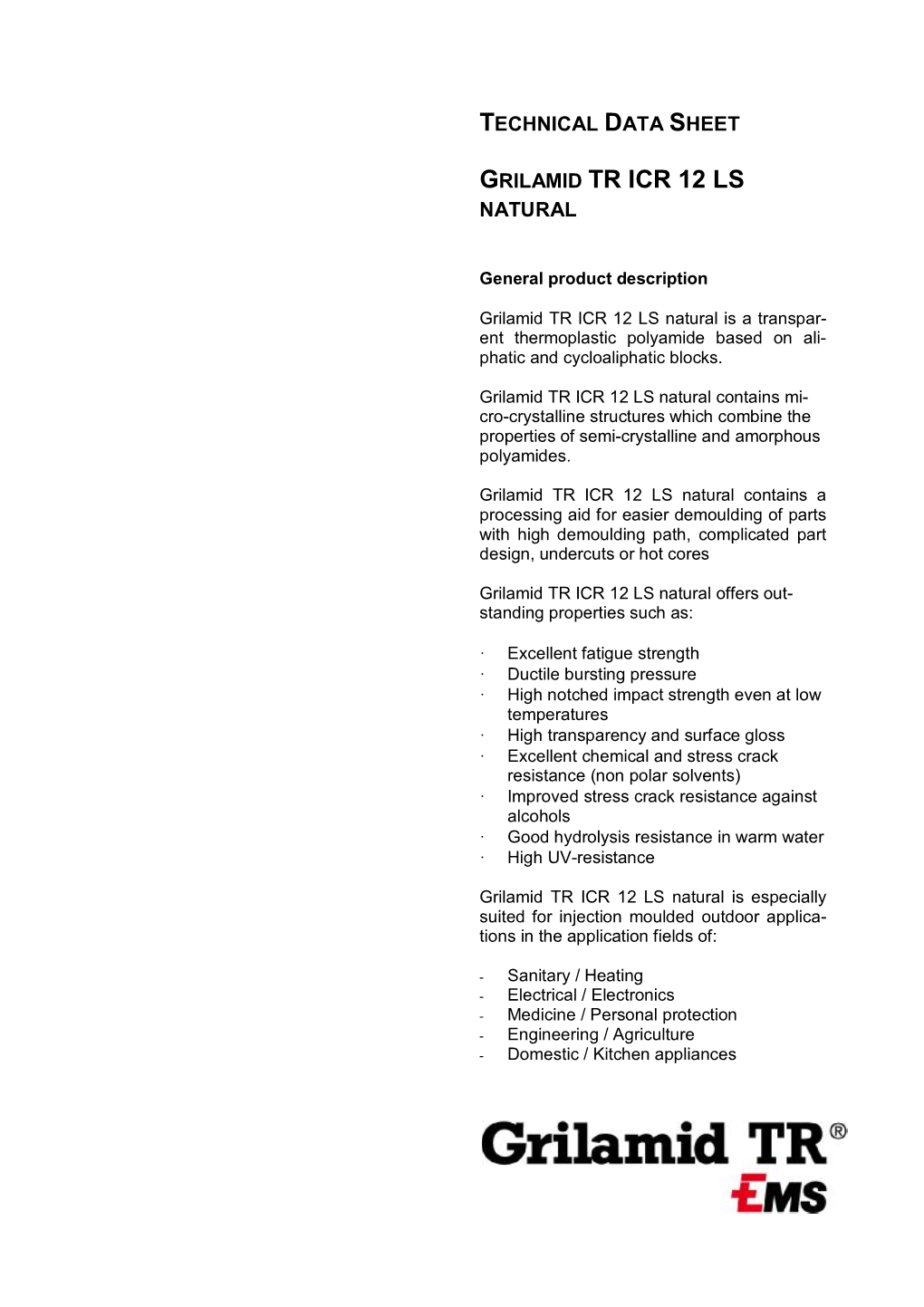 Technical Data Sheet Grilamid Tr Icr 12 Ls