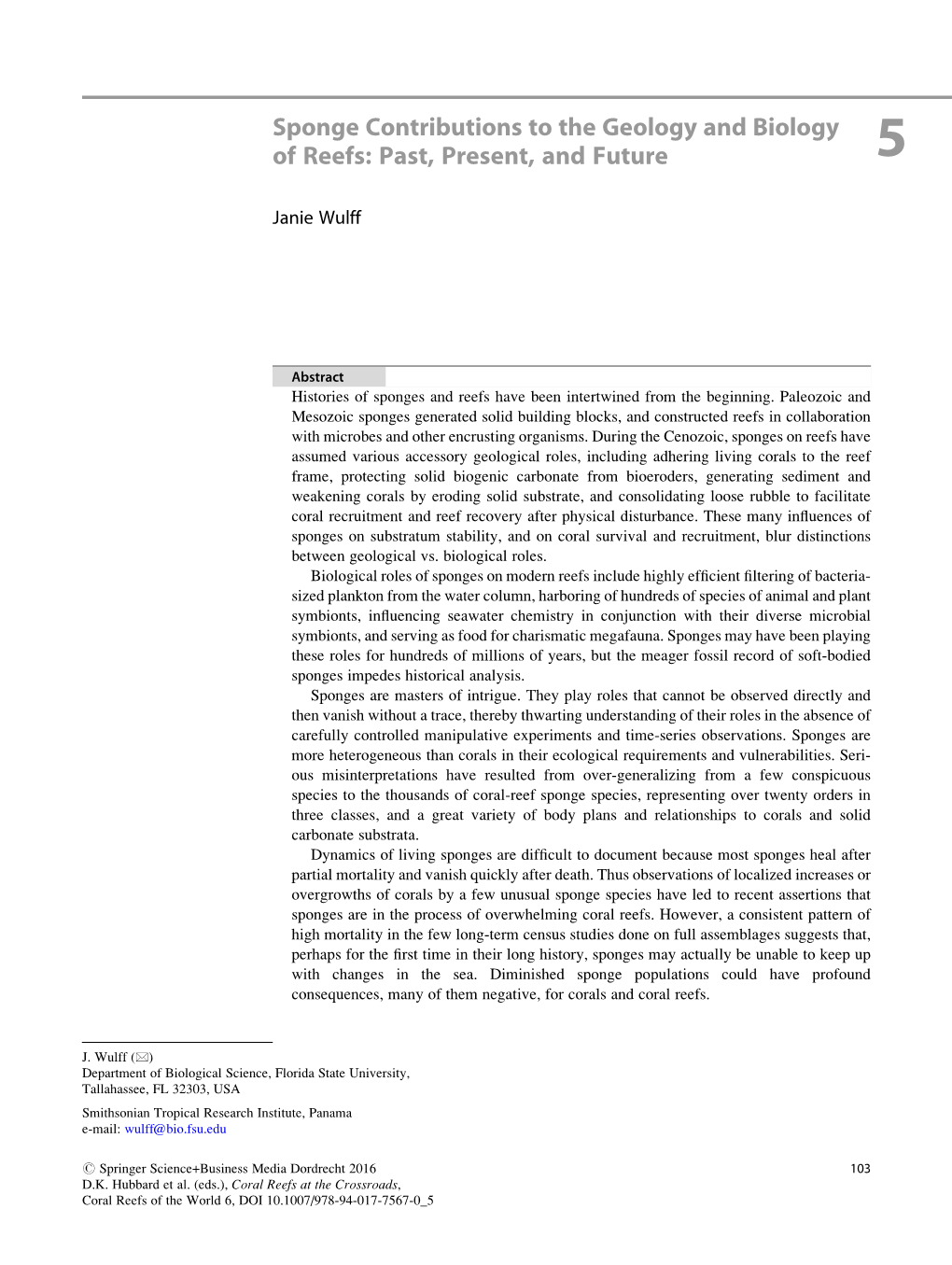 Sponge Contributions to the Geology and Biology of Reefs: Past, Present, and Future 5