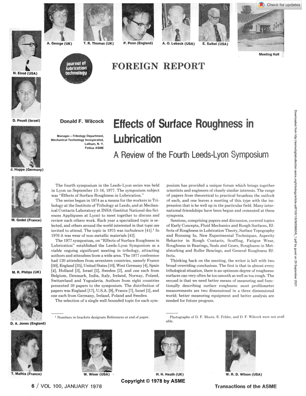 Effects of Surface Roughness in Lubrication