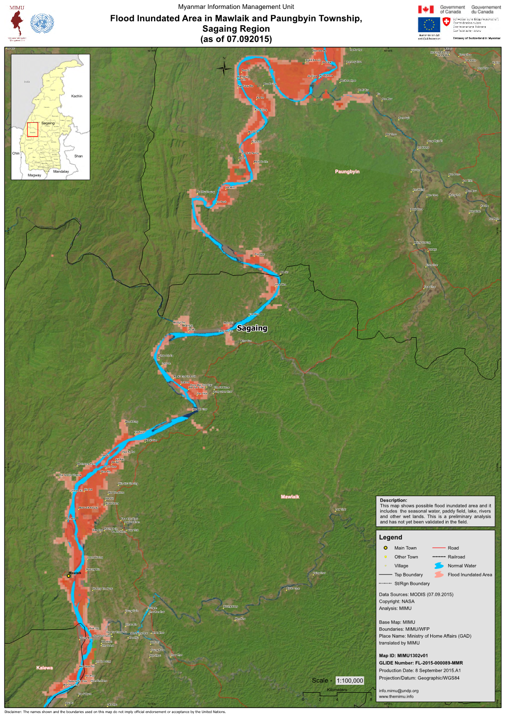 Flood Inundated Area in Mawlaik and Paungbyin Township