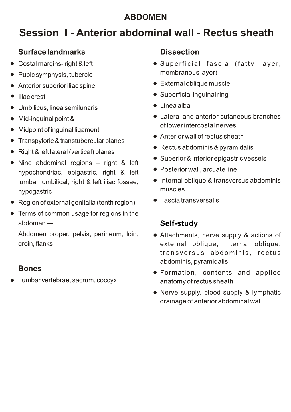 Session I - Anterior Abdominal Wall - Rectus Sheath