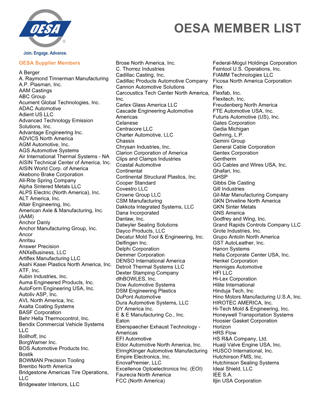 Oesa Member List