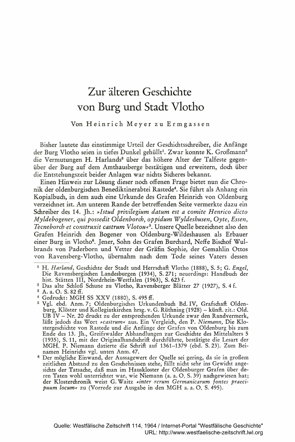 Zur Älteren Geschichte Von Burg Und Stadt Vlotho