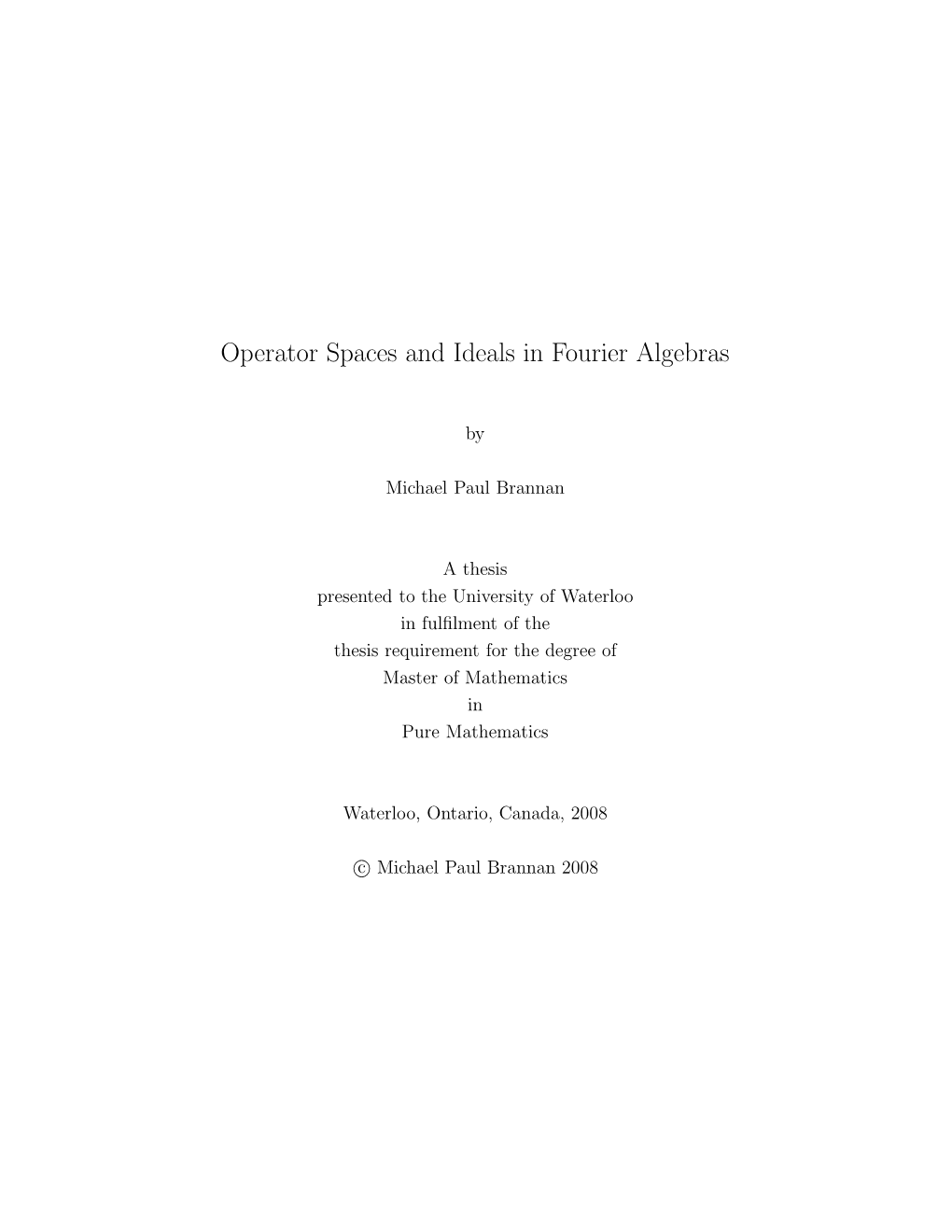 Operator Spaces and Ideals in Fourier Algebras
