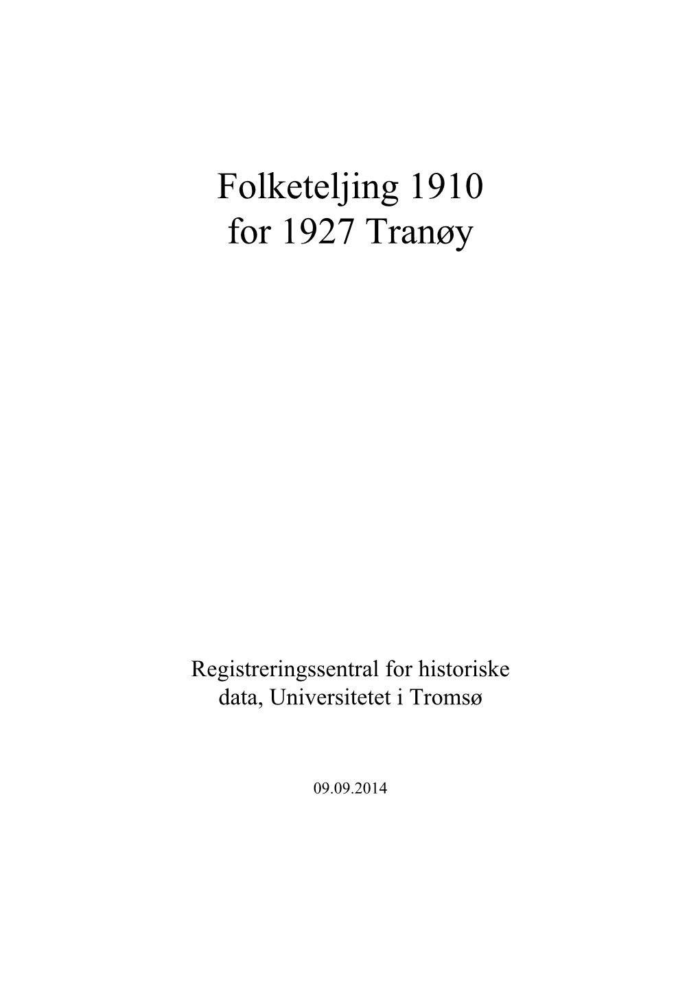 Folketeljing 1910 for 1927 Tranøy