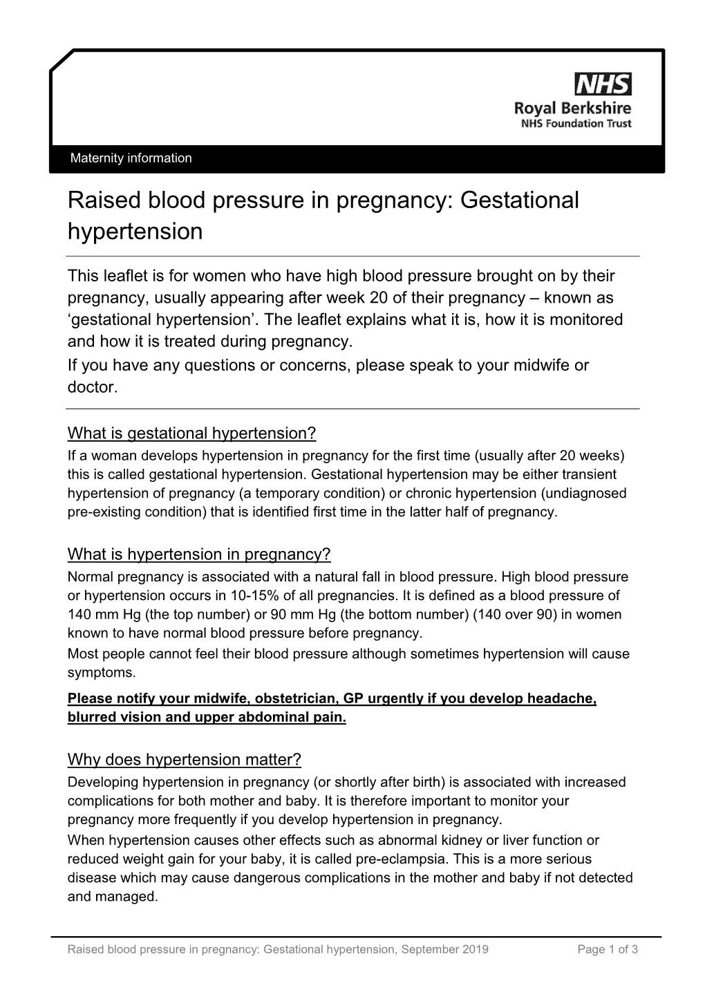 Raised Blood Pressure in Pregnancy: Gestational Hypertension