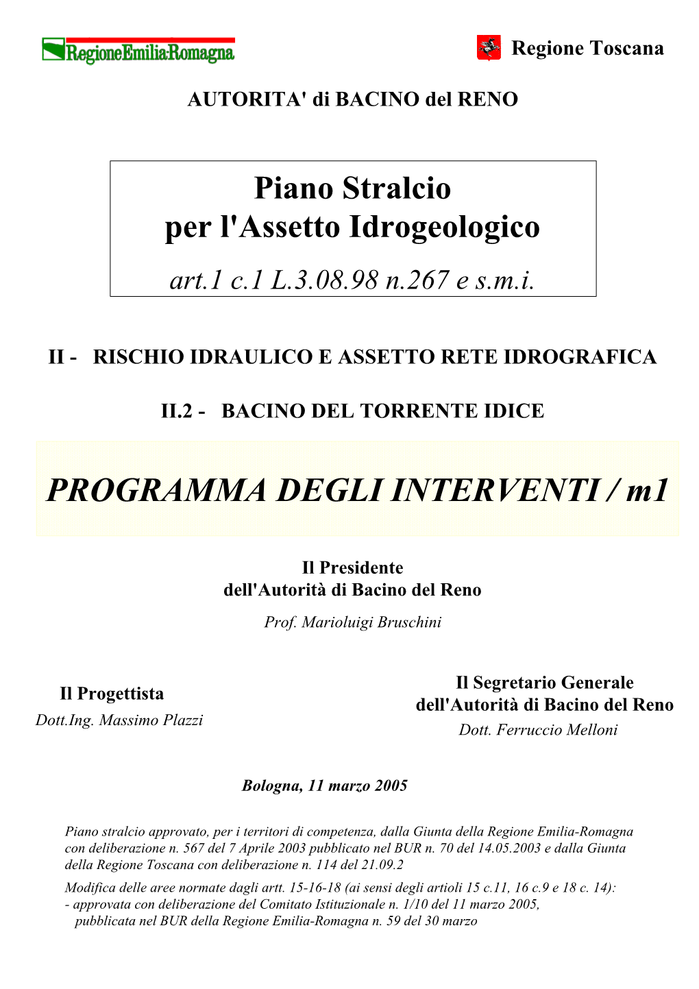 PROGRAMMA DEGLI INTERVENTI / M1