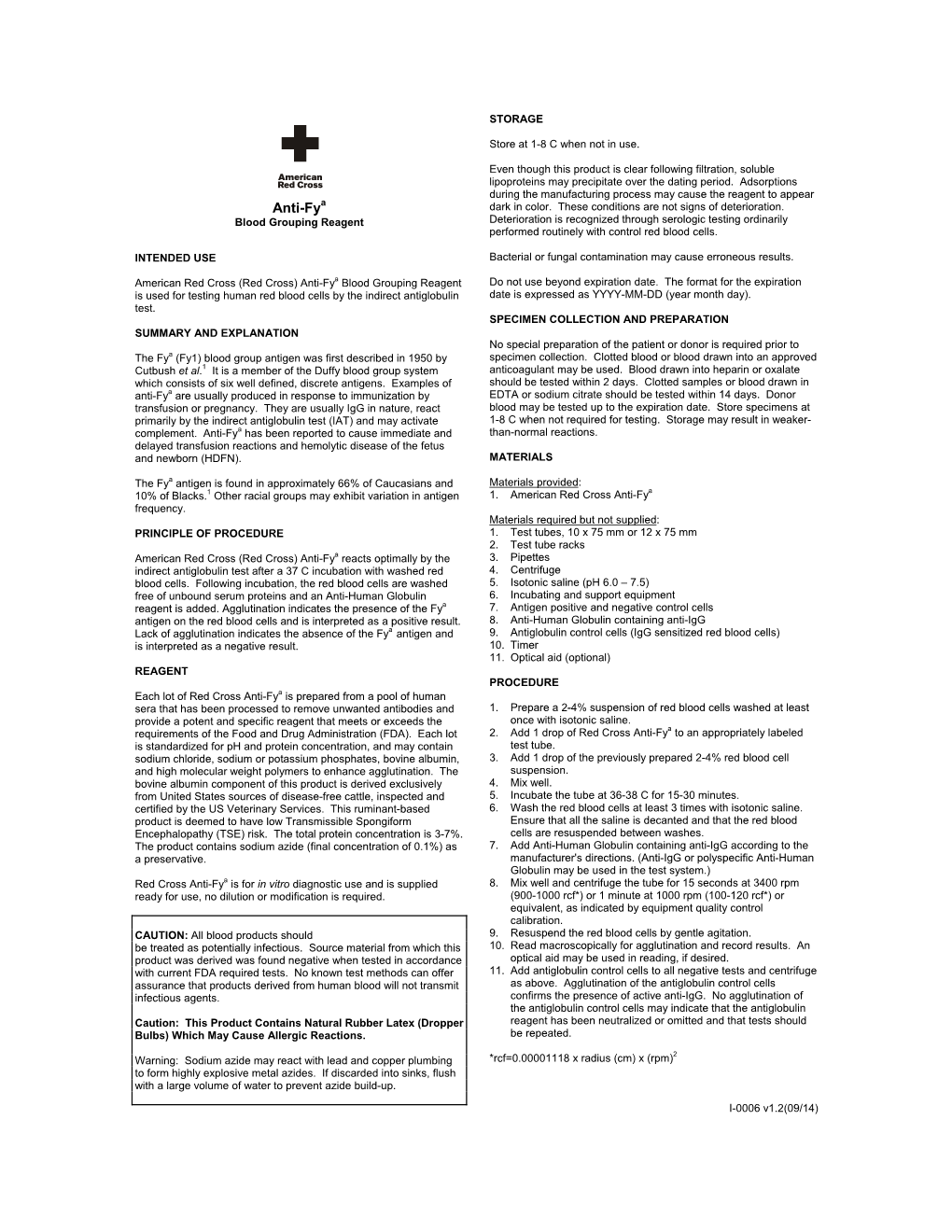 Anti-Fya Blood Grouping Reagent Do Not Use Beyond Expiration Date