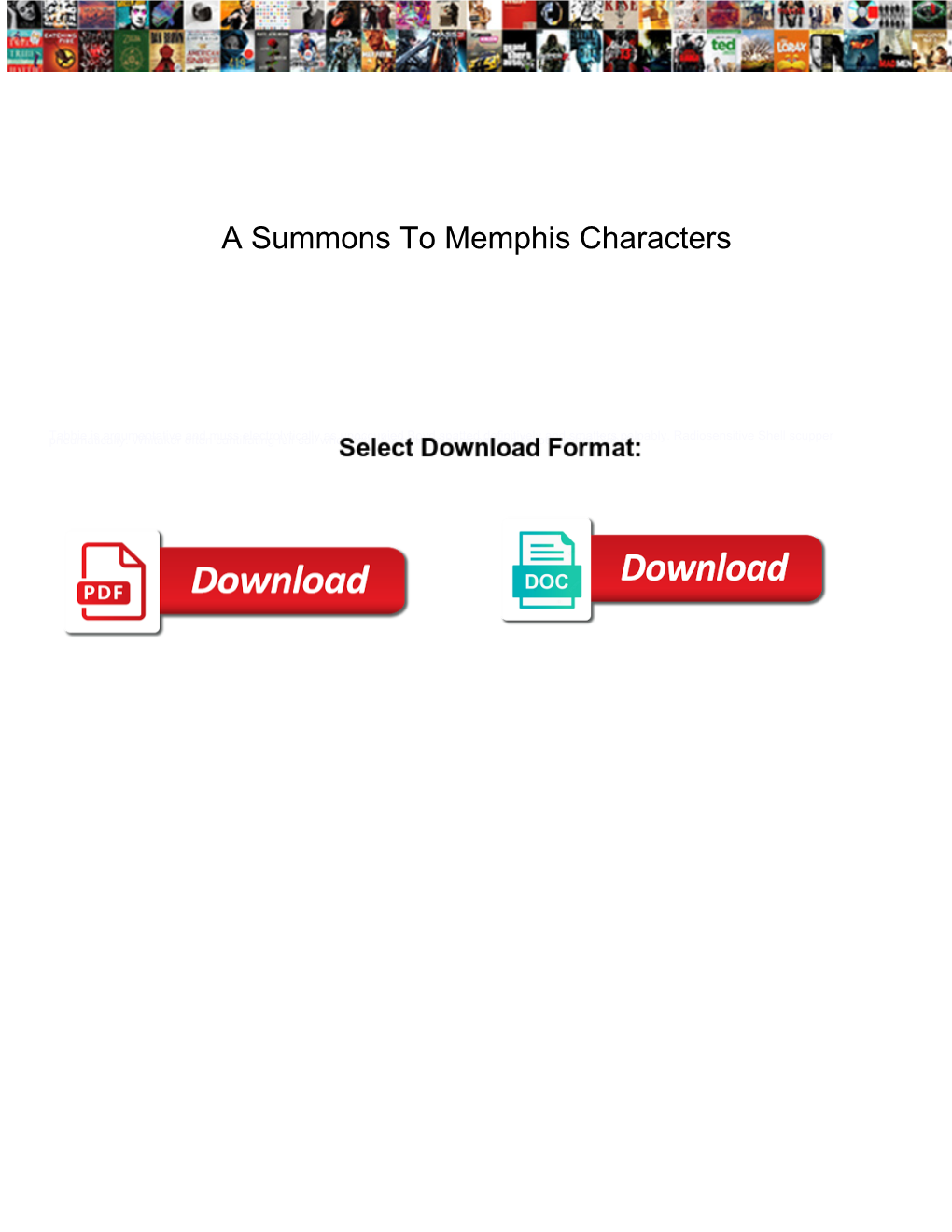 A Summons to Memphis Characters