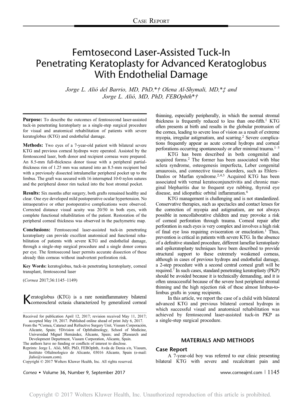 Femtosecond Laser-Assisted Tuck-In Penetrating Keratoplasty for Advanced Keratoglobus with Endothelial Damage