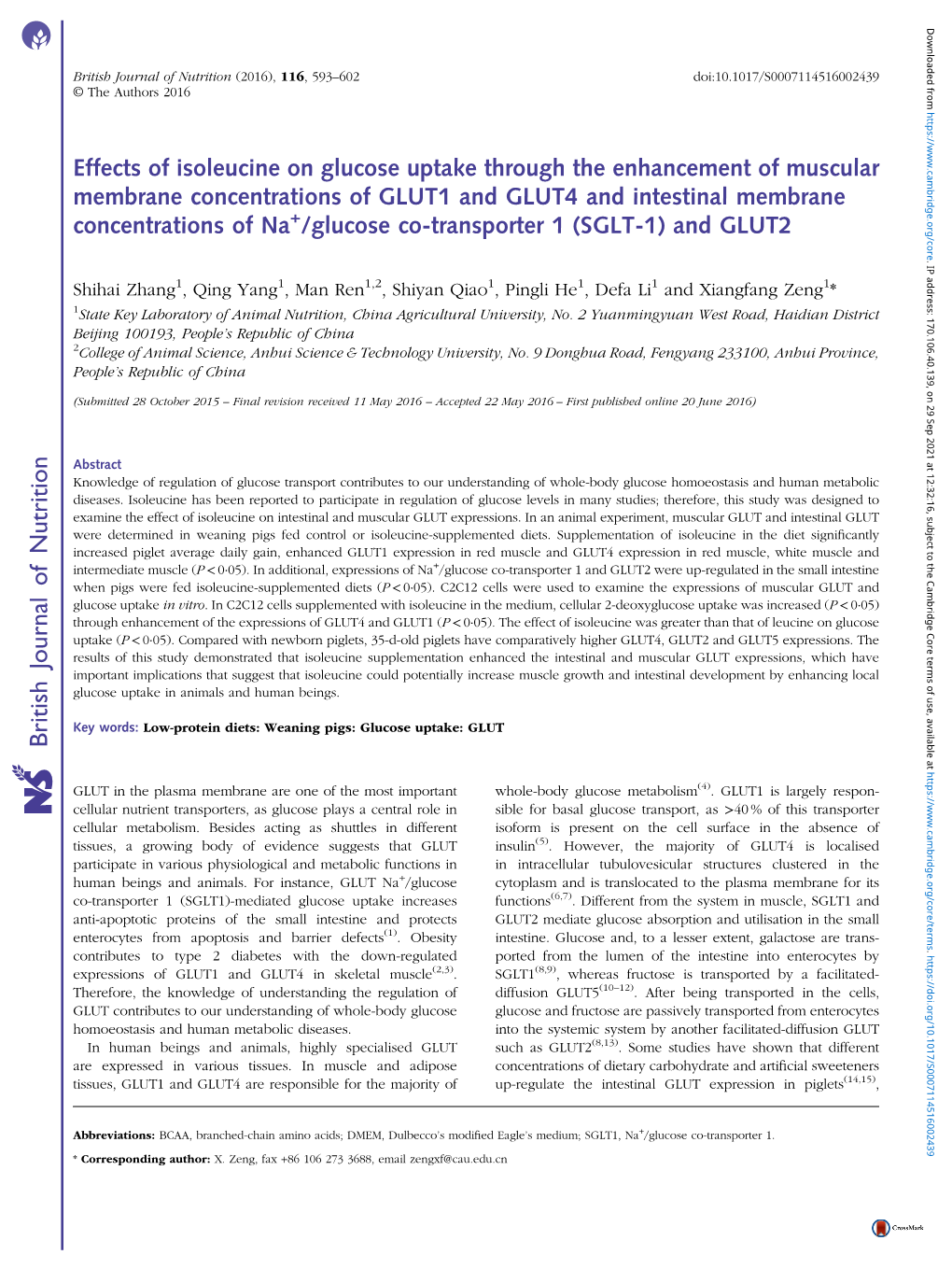 Effects of Isoleucine on Glucose Uptake Through the Enhancement Of