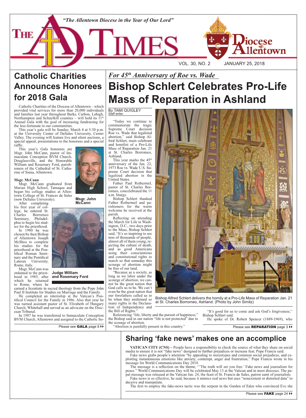 Bishop Schlert Celebrates Pro-Life Mass of Reparation in Ashland