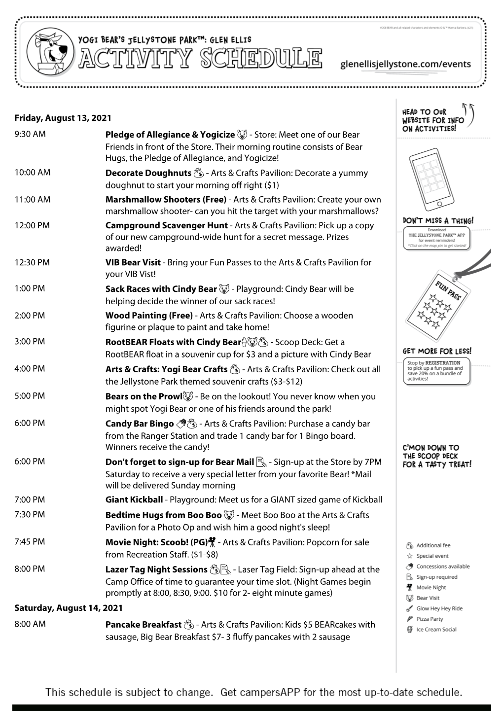 Schedule of Events