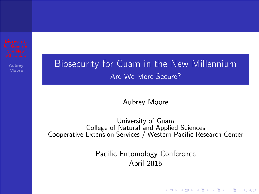 Biosecurity for Guam in the New Millennium