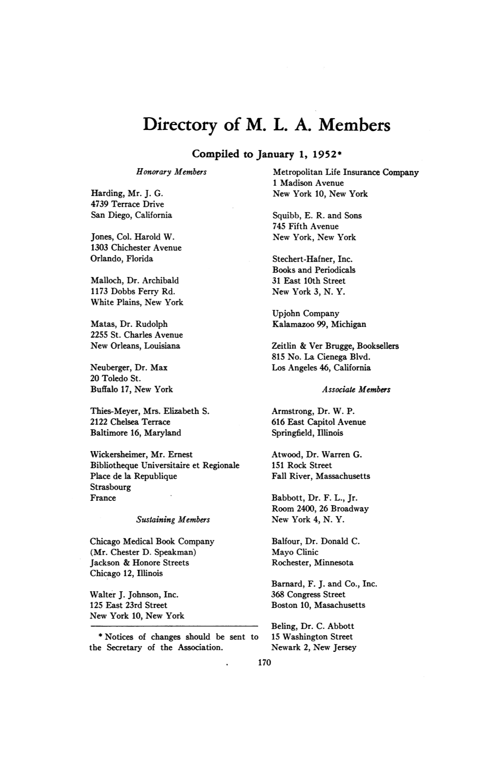 Directory of M. L. A. Members