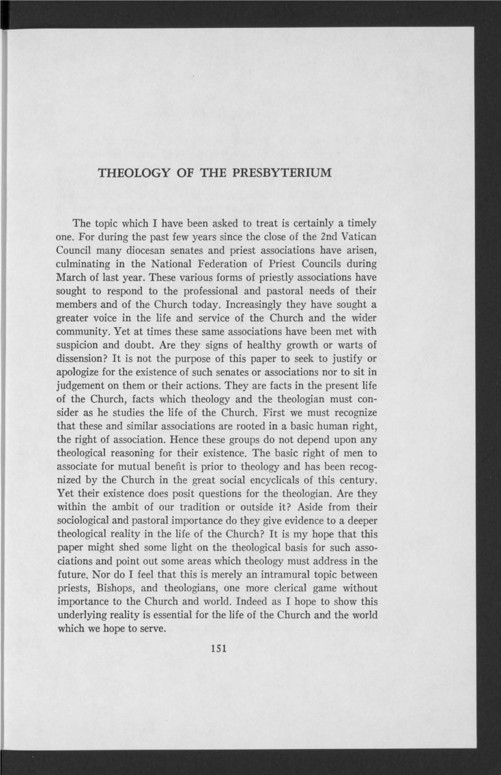 Theology of the Presbyterium