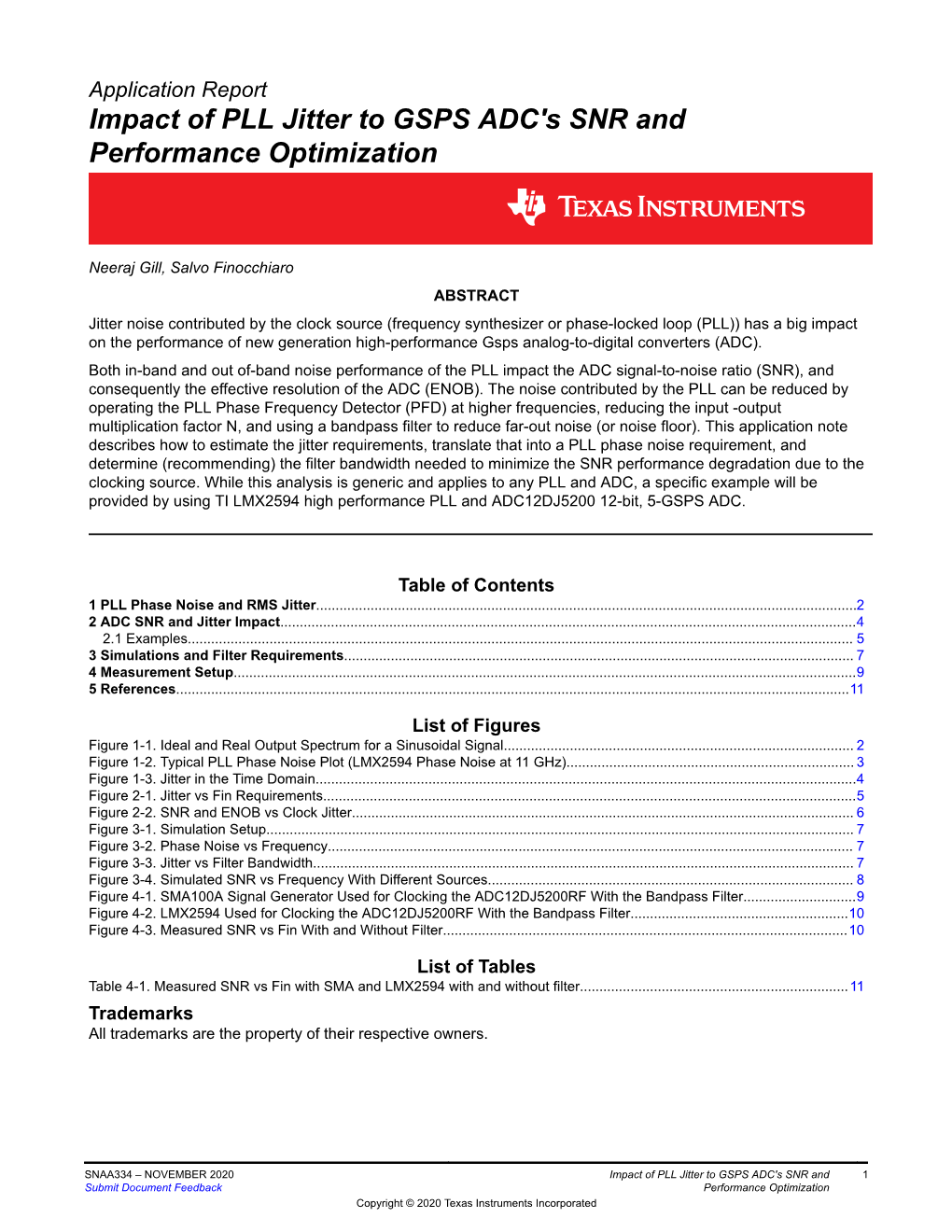 Impact of PLL Jitter to GSPS ADC's SNR and Performance Optimization