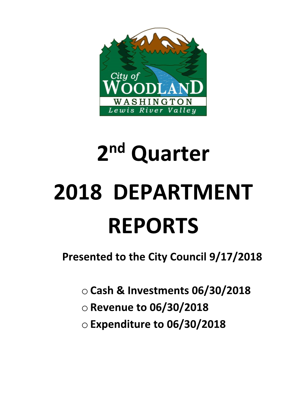 2 Quarter 2018 DEPARTMENT REPORTS