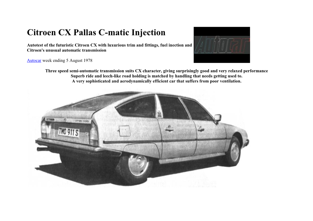 Citroen CX Pallas C-Matic Injection