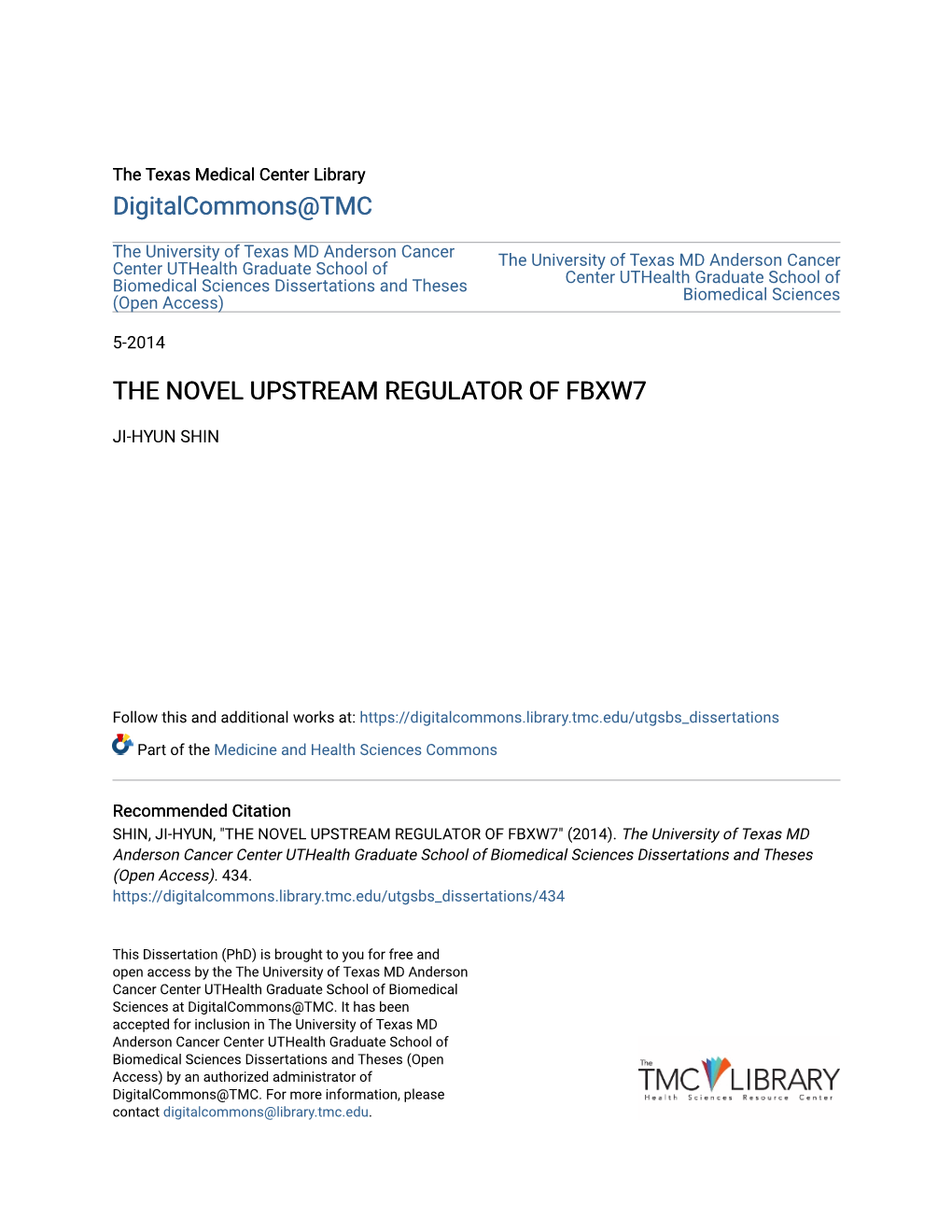 The Novel Upstream Regulator of Fbxw7