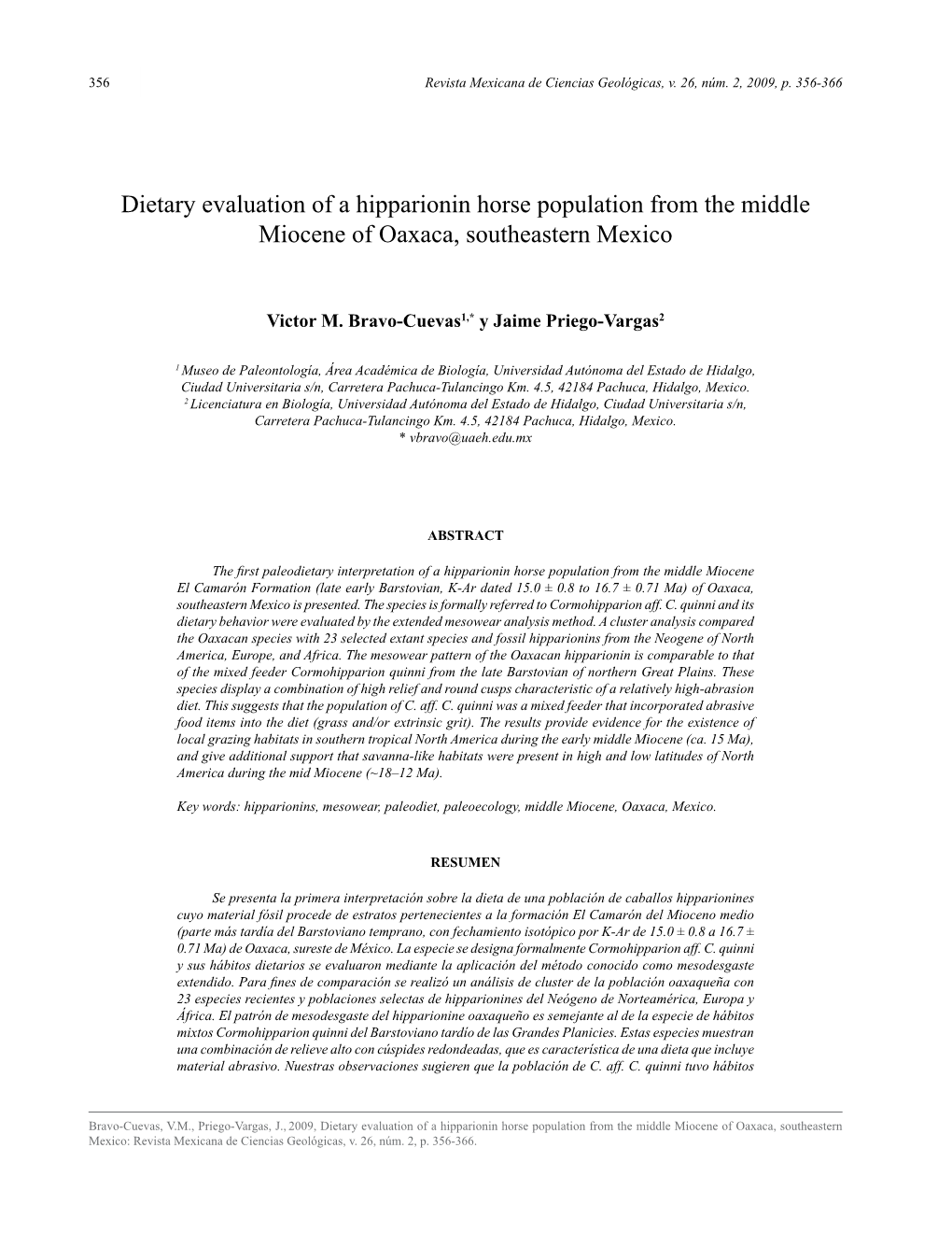 Dietary Evaluation of a Hipparionin Horse Population from the Middle Miocene of Oaxaca, Southeastern Mexico