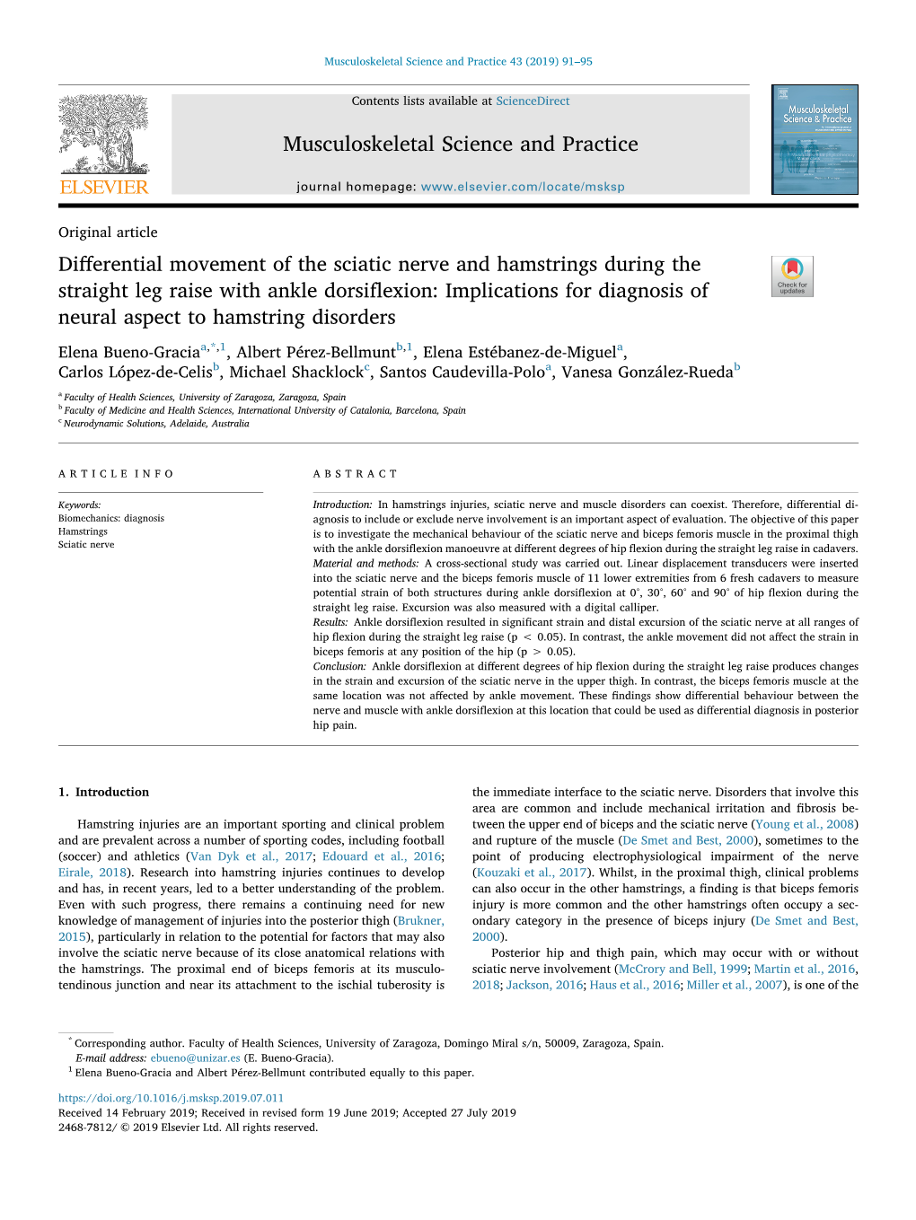 Differential Movement of the Sciatic Nerve and Hamstrings During The