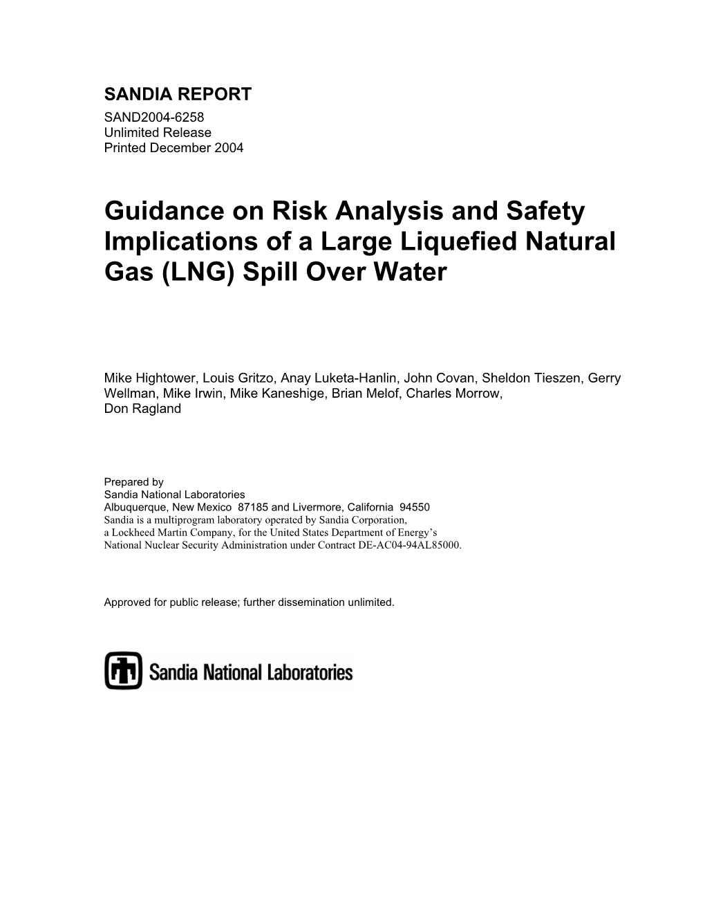 2004/12/31-Sandia Report No. SAND2004-6258, 