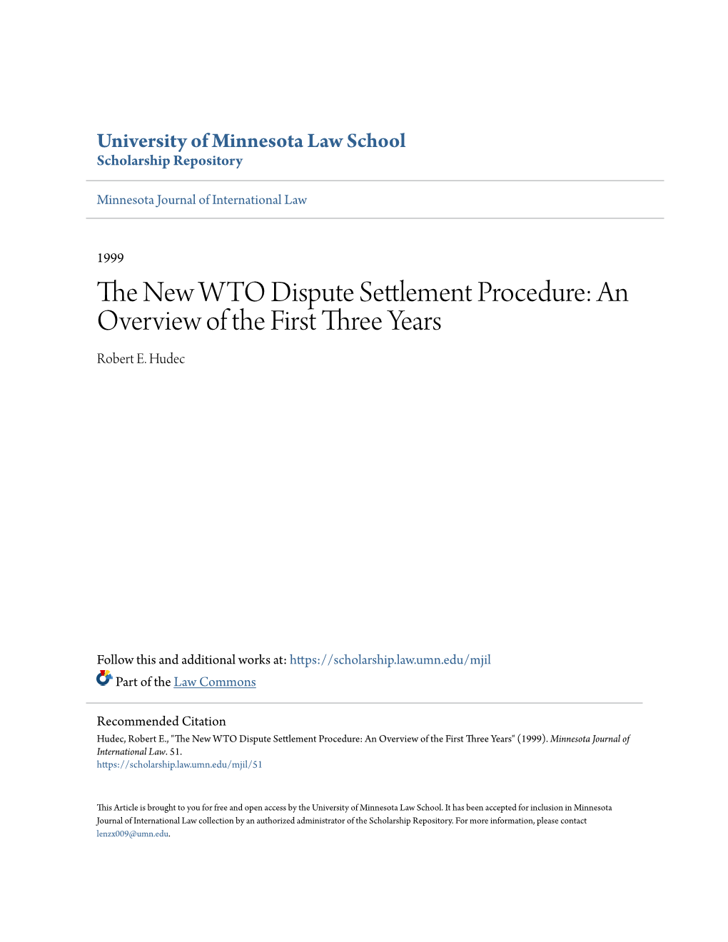 The New WTO Dispute Settlement Procedure: an Overview of the First Three Years