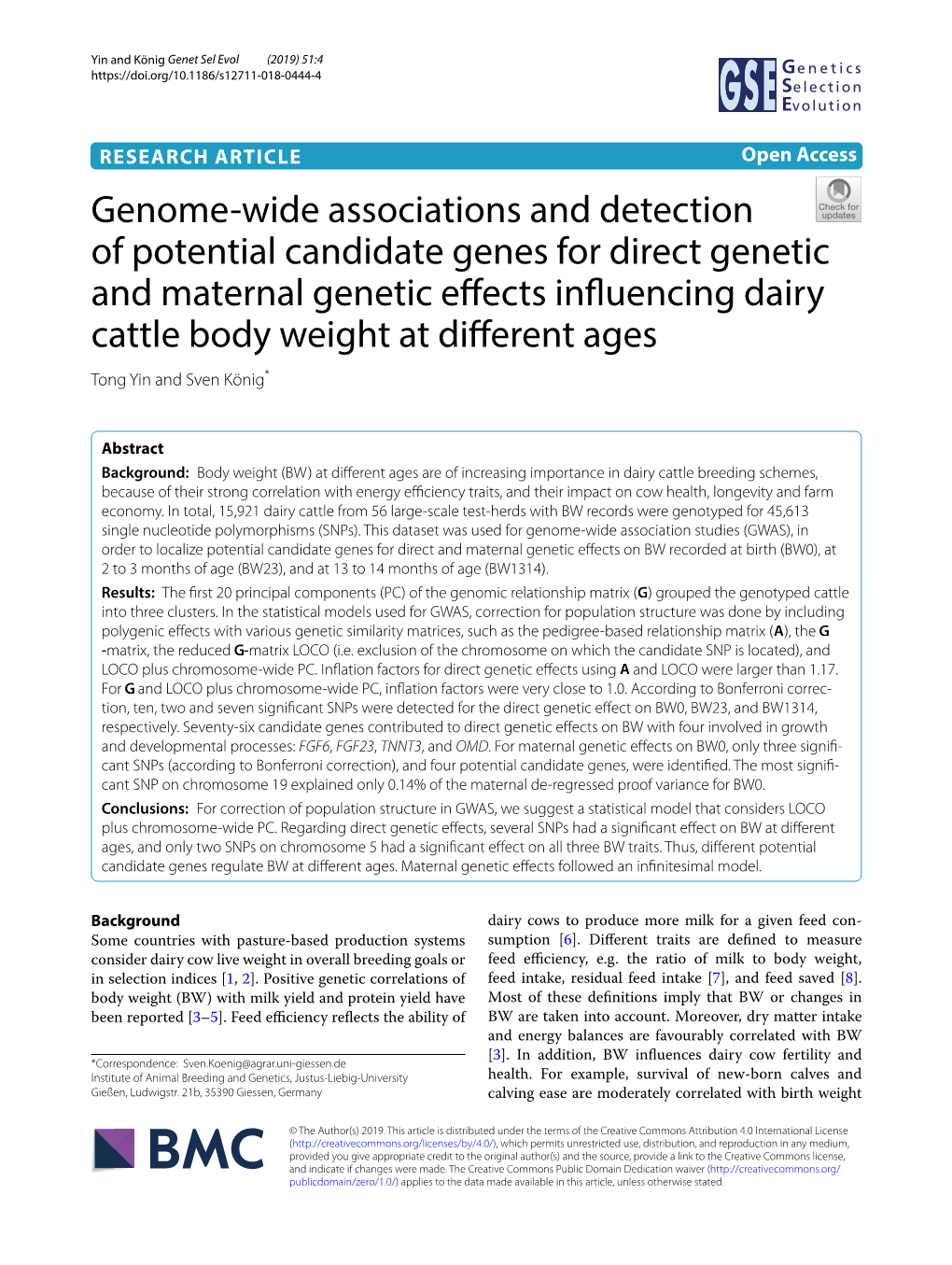 Genome-Wide Associations and Detection of Potential Candidate