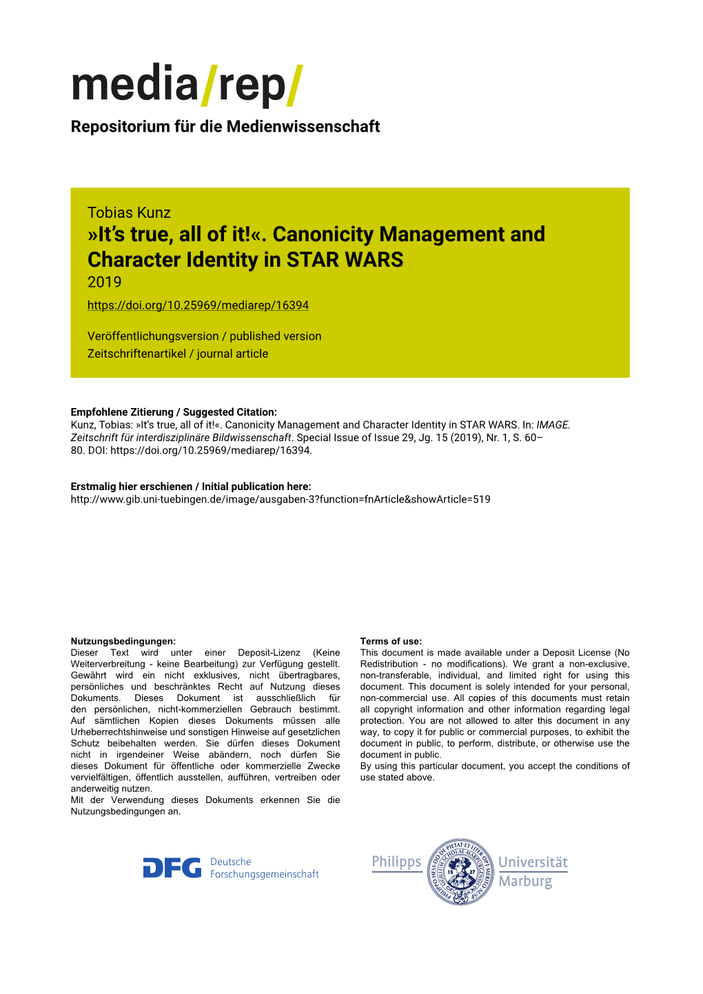 Canonicity Management and Character Identity in STAR WARS 2019