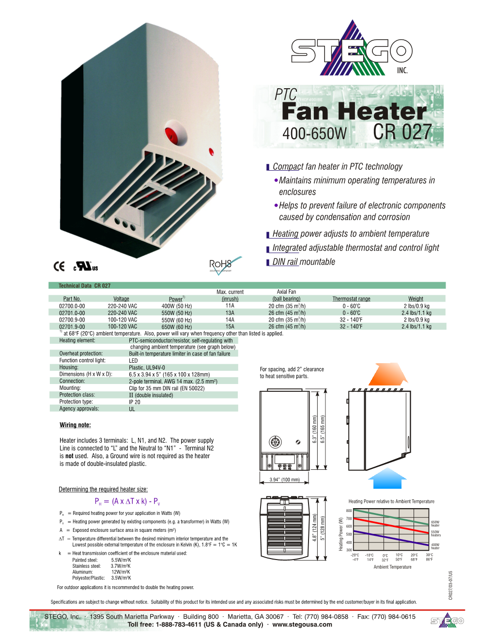 Fan Heater 400-650W CR 027