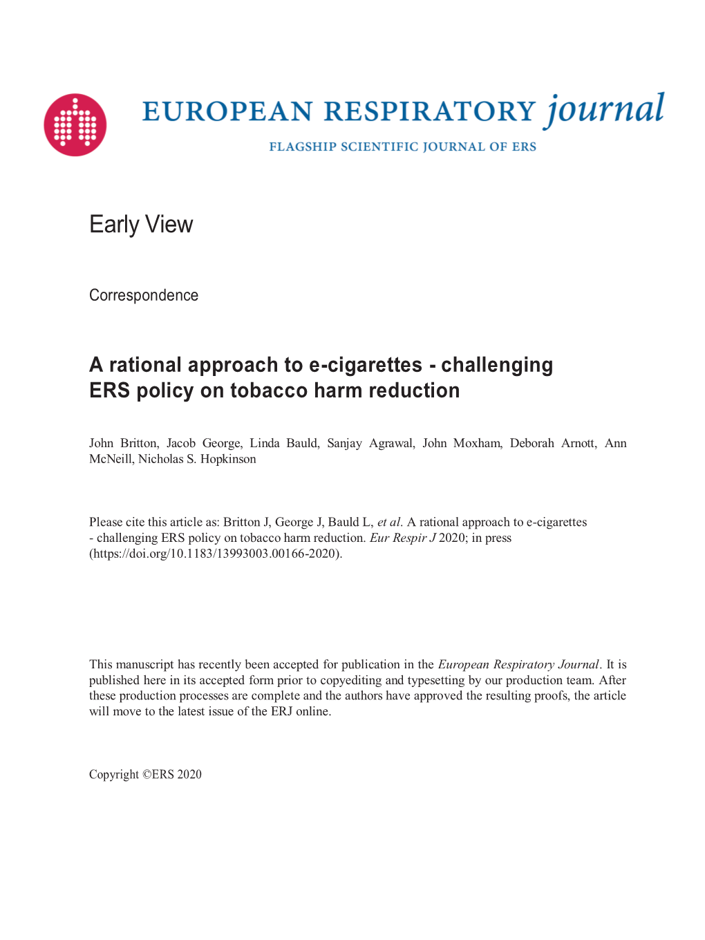 Challenging ERS Policy on Tobacco Harm Reduction