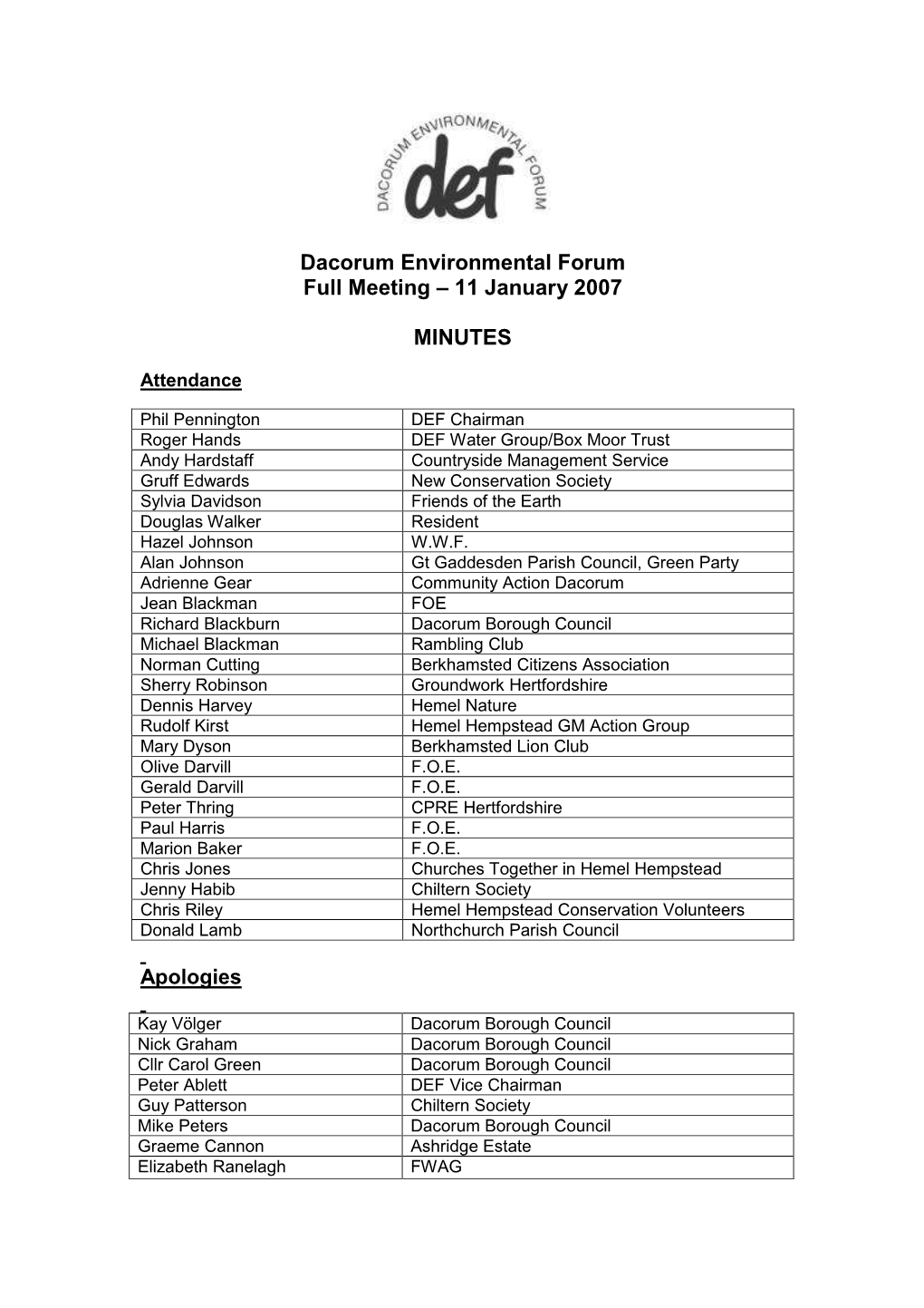 20070111 Minutes Full Meeting