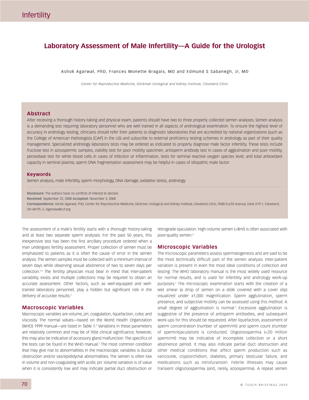 Laboratory Assessment of Male Infertility—A Guide for the Urologist