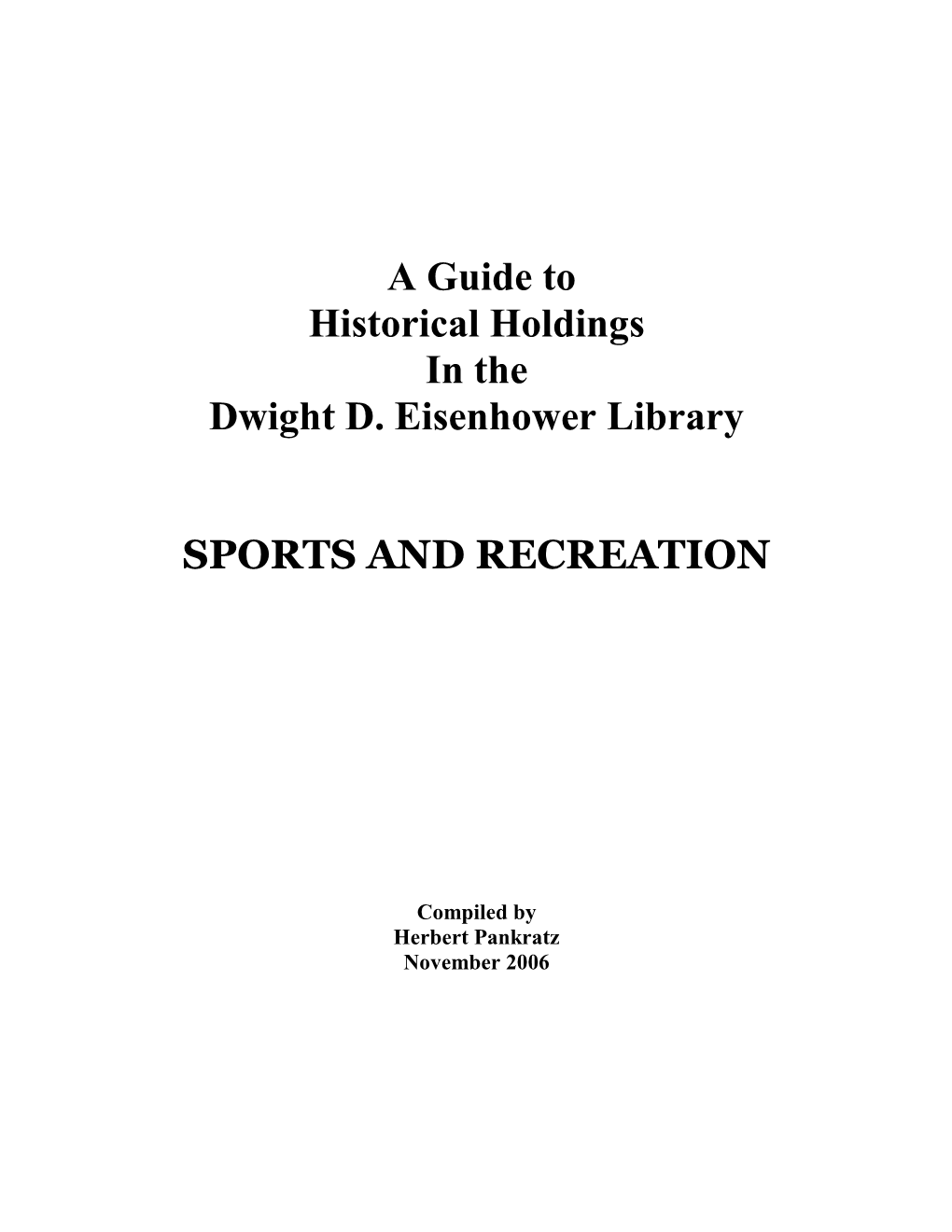 Sports and Recreation