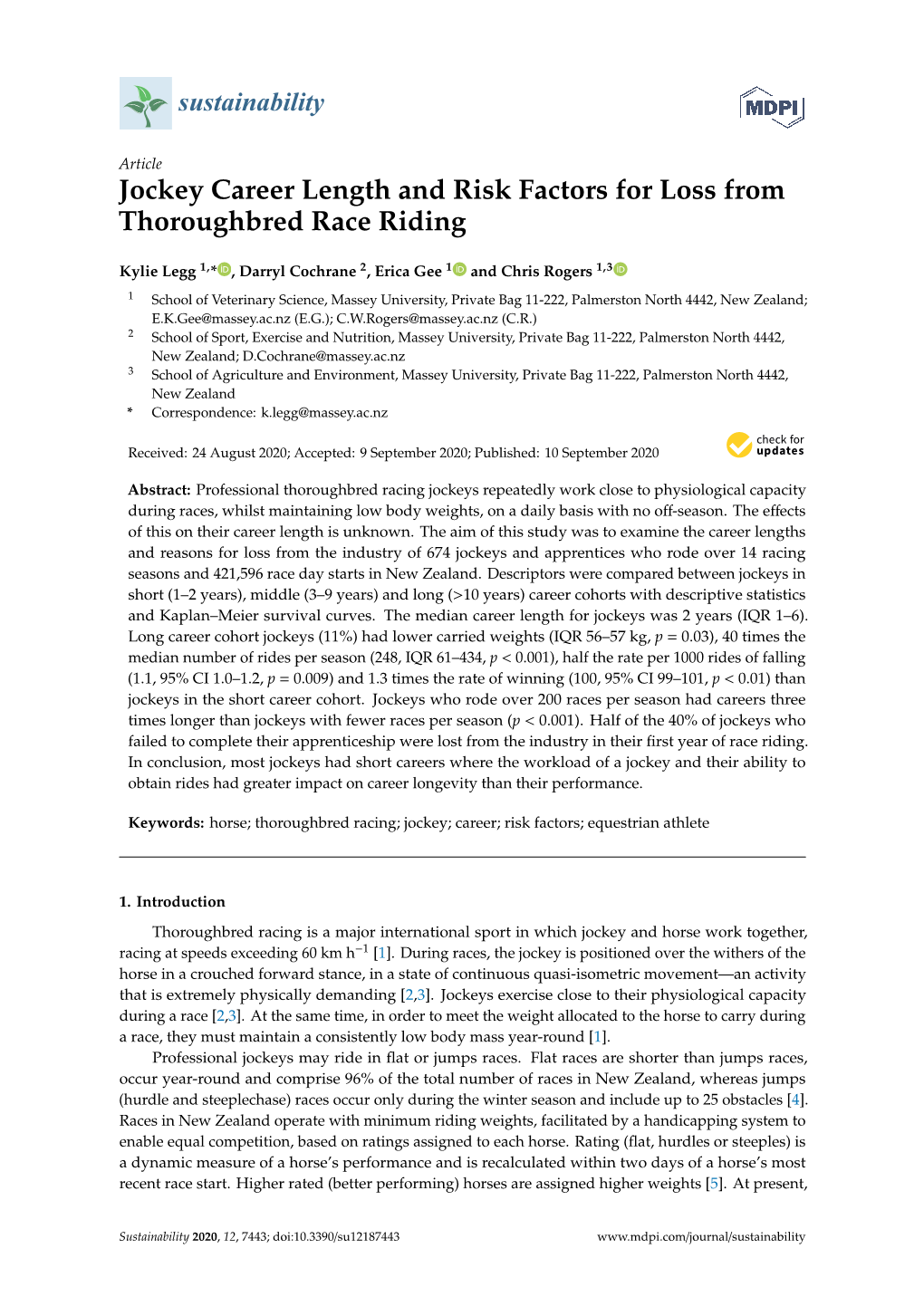 Jockey Career Length and Risk Factors for Loss from Thoroughbred Race Riding