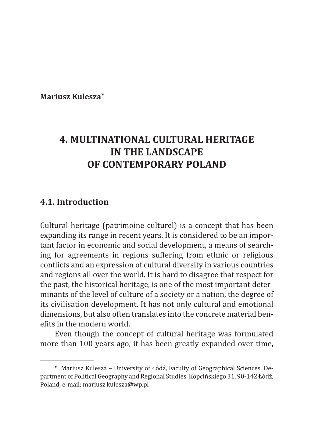 4. Multinational Cultural Heritage in the Landscape of Contemporary Poland