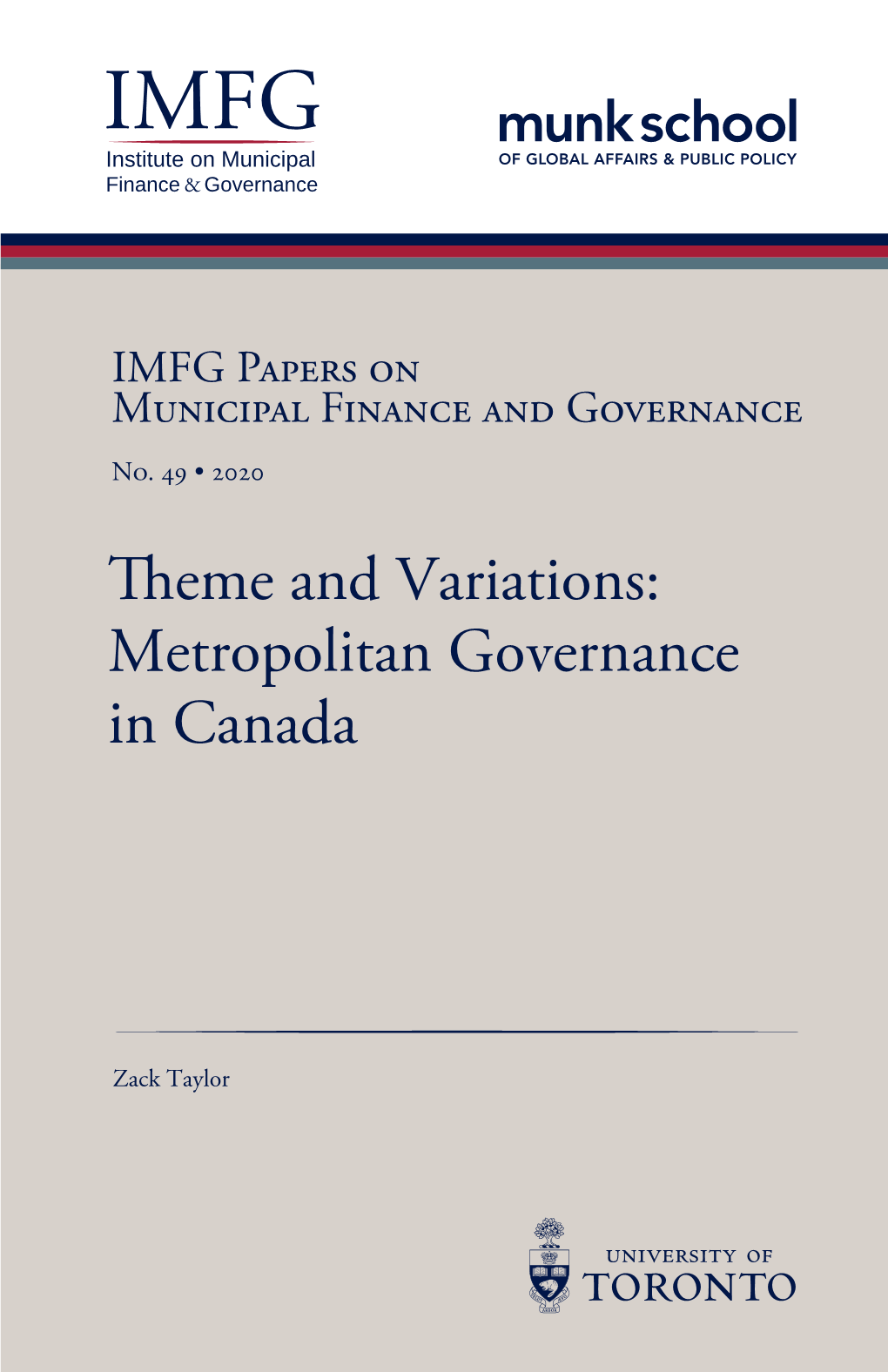 Eme and Variations: Metropolitan Governance in Canada