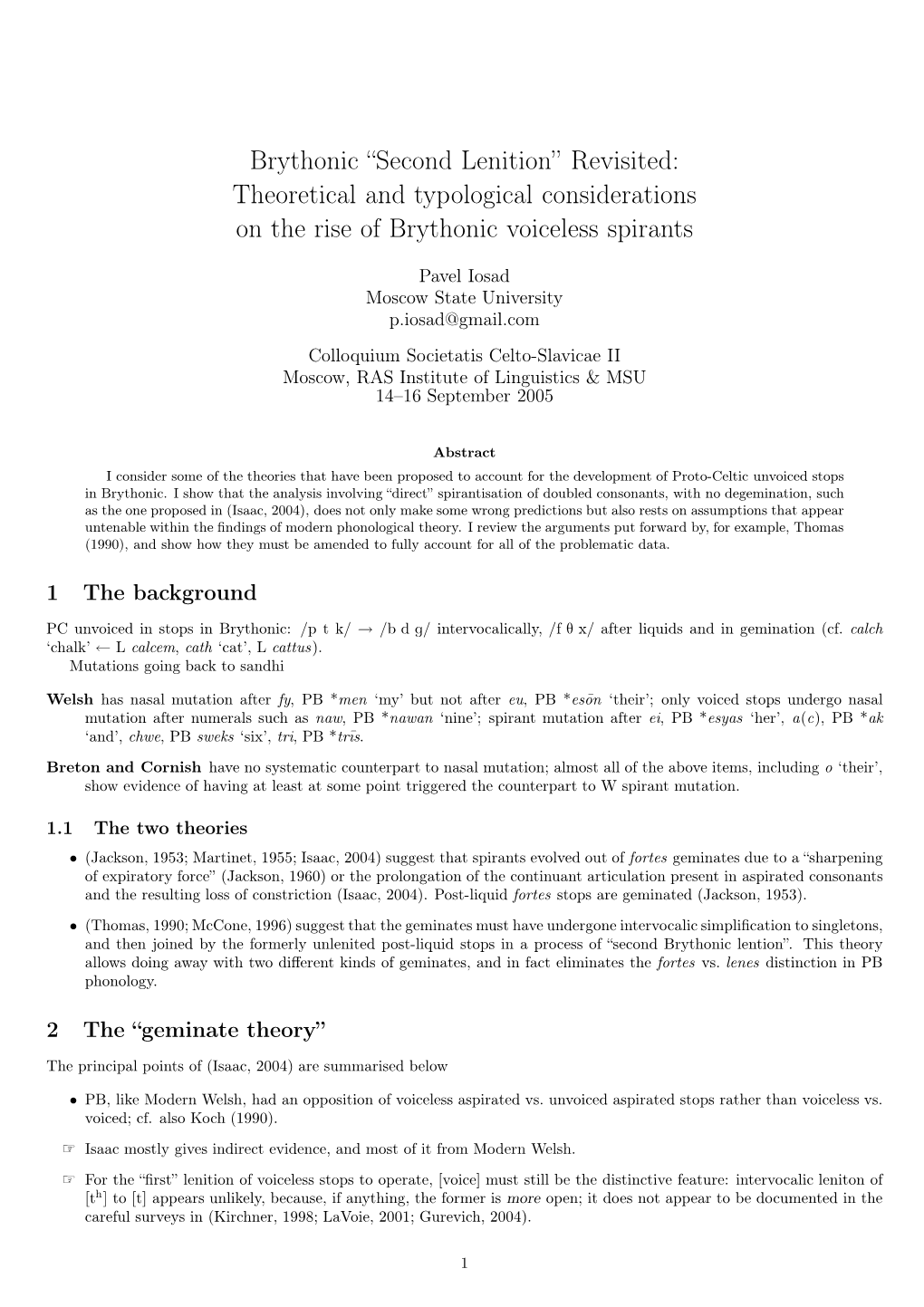 Brythonic “Second Lenition” Revisited: Theoretical and Typological Considerations on the Rise of Brythonic Voiceless Spirants