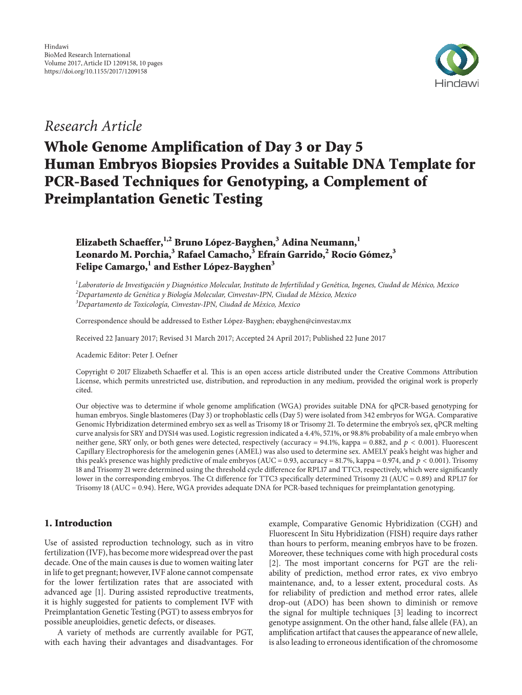 Whole Genome Amplification of Day 3 Or Day 5 Human Embryos Biopsies