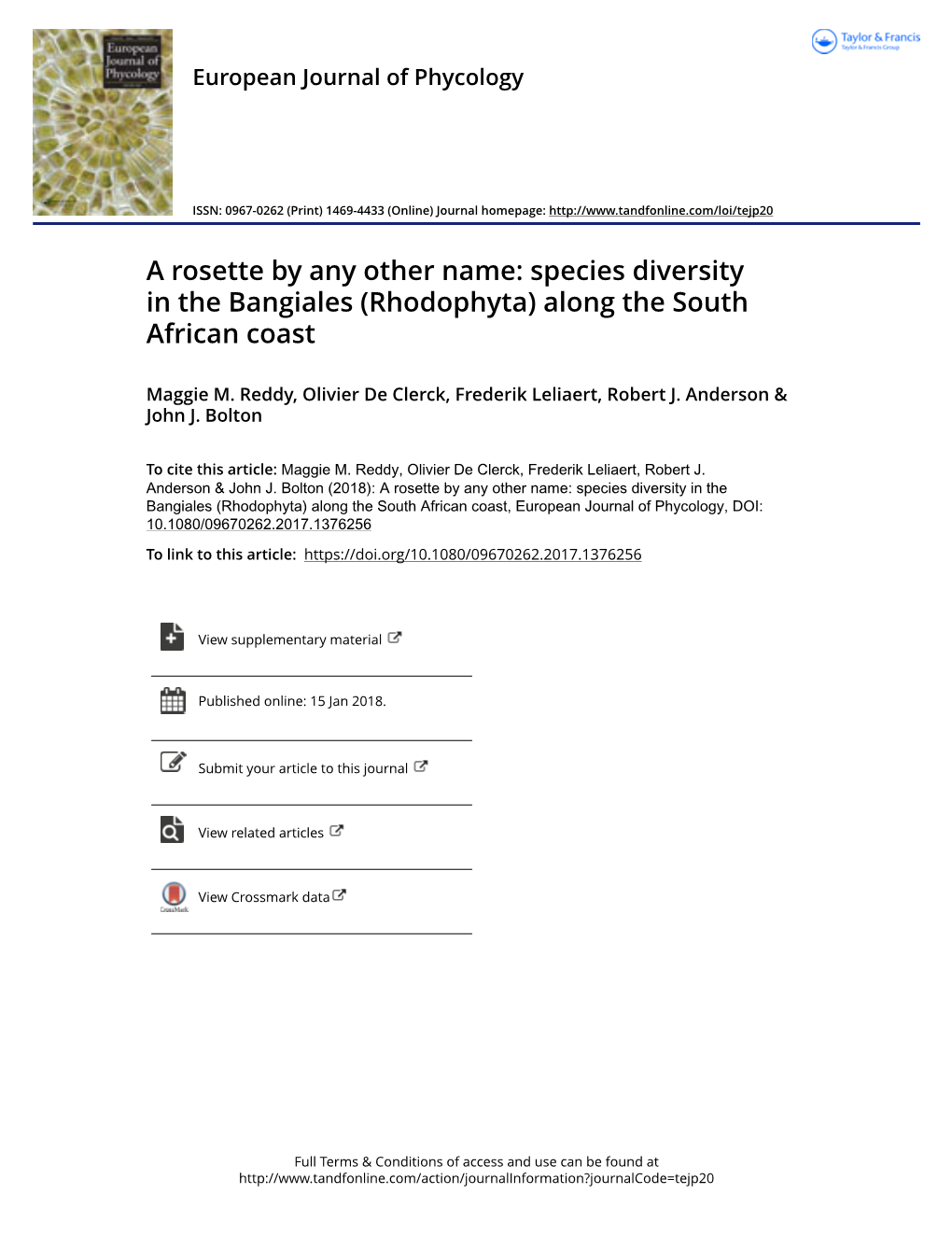 Species Diversity in the Bangiales (Rhodophyta) Along the South African Coast