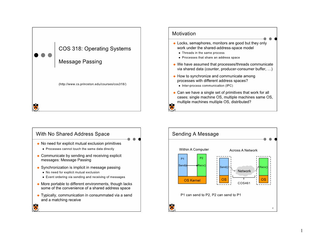 COS 318: Operating Systems Message Passing